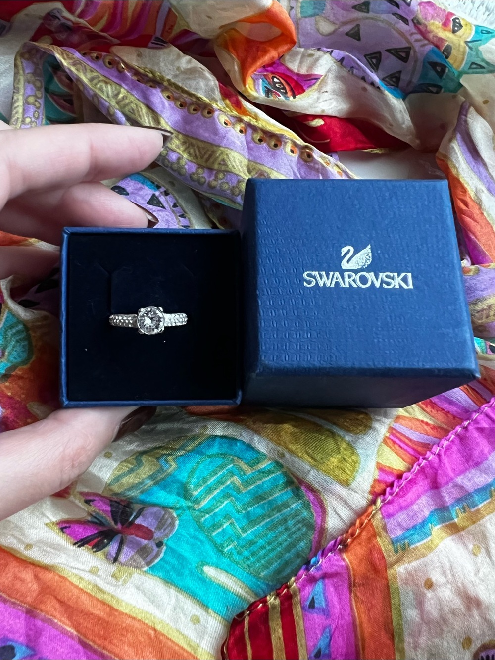 Swarovski Silver Clear Crystal Halo Ring
